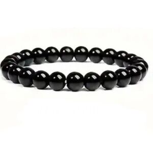 Black Obsidian Beaded Bracelet- Natural Crystal Healing Gemstone Bead Bracelet